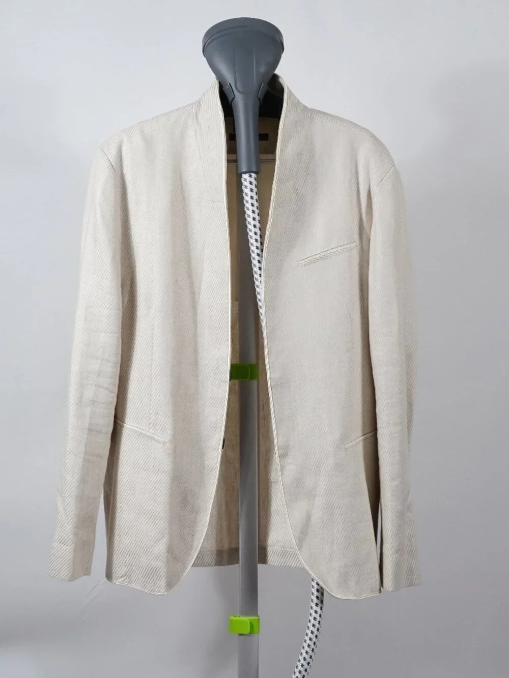 John Varvatos Made in Italy Ivory Herringbone Shawl Collar Blazer Jacket EU 56 X